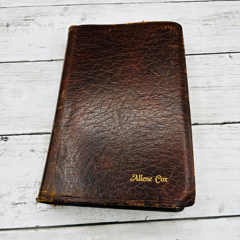 Vintage KJV Holy Bible World Publishing 874BR Red Letter Genuine Leather Belgium